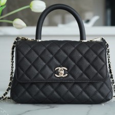 샤넬 코코핸들백 스몰 캐비어 은장 샴페인 골드