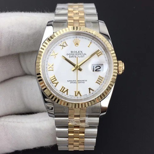 롤렉스 최고급형!!데이져스트 m126233-0029 드레스워치 넘버원 18K 옐로골드 투톤 콤비 화이트 다이얼 브레이슬릿 스위스 ETA 2836-2 오토매틱 무브먼트 rol0559 - Rolex TOP Grade Quality DATE-JUST Dress Watch NO.1 18k Yellow Gold Noob White Dial Bracelet