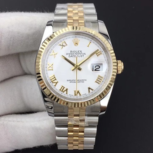 롤렉스 최고급형!!데이져스트 m126233-0029 드레스워치 넘버원 18K 옐로골드 투톤 콤비 화이트 다이얼 브레이슬릿 스위스 ETA 2836-2 오토매틱 무브먼트 rol0559 - Rolex TOP Grade Quality DATE-JUST Dress Watch NO.1 18k Yellow Gold Noob White Dial Bracelet