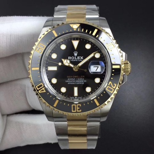 롤렉스 씨-드웰러 VIP타입 싱크로율 완벽!! 투톤콤비 18K RG 44mm 남성용시계 세라믹 베젤 블랙 다이얼 ETA 2836-2 오토매틱 무브먼트 rol0834 - Rolex TOP Grade Qualit Sea-Dwelle Black Ceramic Bezel 44mm Mens Black Dial SWISS ETA 2836 A2 Automatic Movem