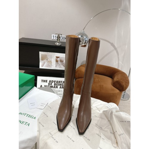 보테게바베네타 롱부츠 브라운 카프스킨