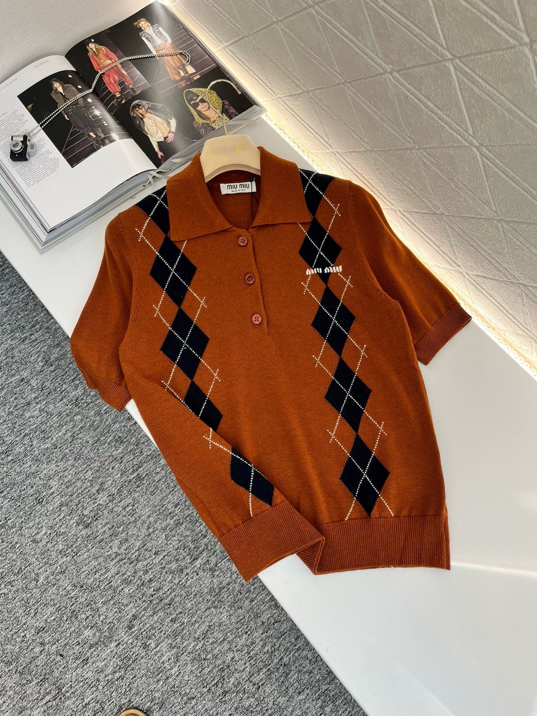 (W) 미우미우 여성 캐시미어 폴로 셔츠