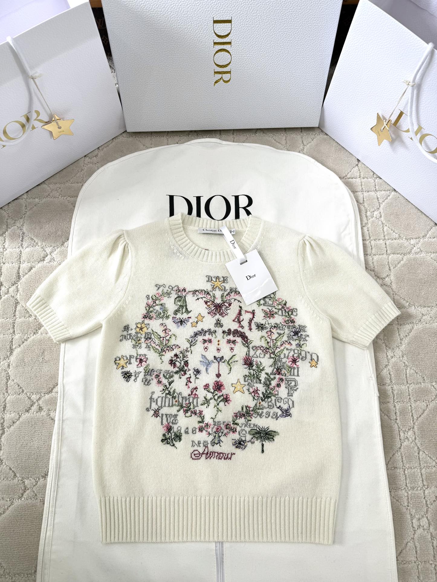 (W) 디올 꽃무늬 자수 니트