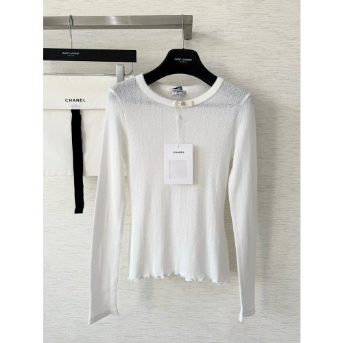 샤넬 퓨어화이트 롱슬리브 코튼