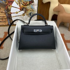 에르메스 미니 켈리백19 블랙 은장