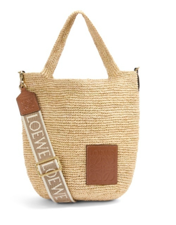 로에베 파울라스 이비자 슬릿 미니 라피아 토트 백