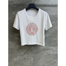 루이비통 로고 프린트 크롭탑 반팔티