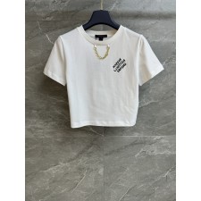 루이비통 자수 크롭탑 반팔티