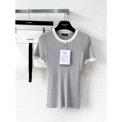 샤넬 25ss 니트 라인스톤 반팔