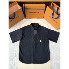루이비통 25SS 자수 데님 반팔 셔츠