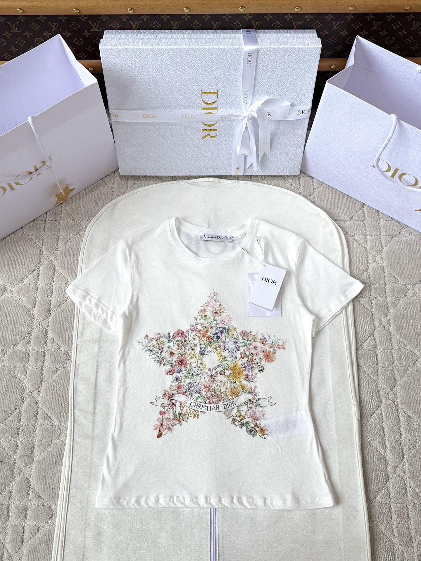 디올 프린트 반팔 티셔츠