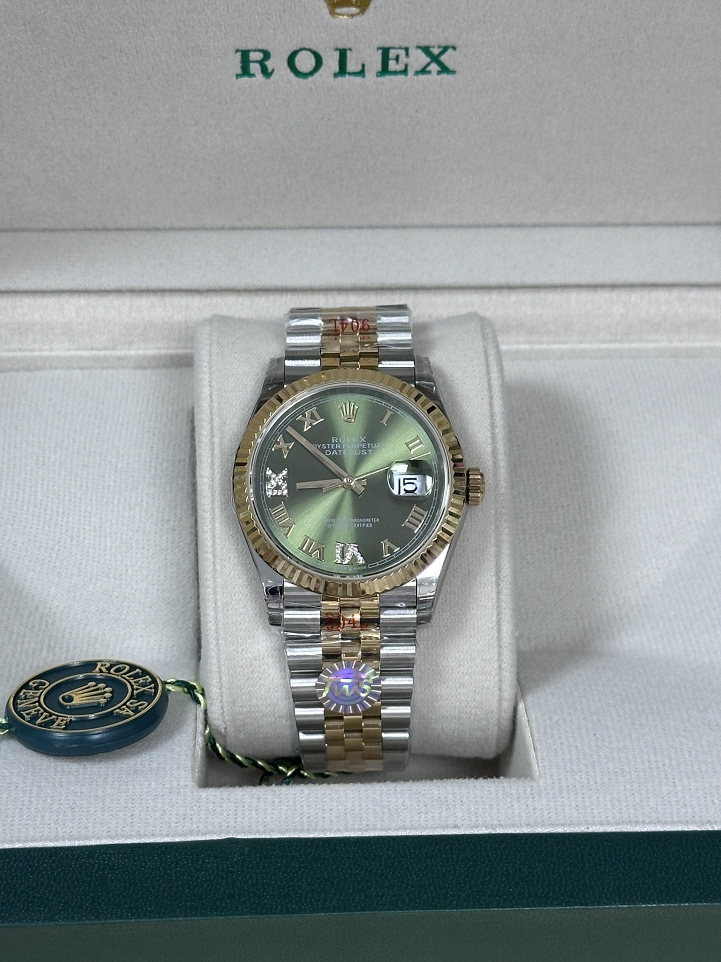 롤렉스 데이저스트 옐로골드 콤비 36mm 올리브 그린 다이아