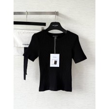샤넬 25fw 하트 자수 니트 탑 반팔