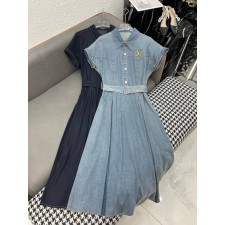 루이비통 25ss 라펠 데님 원피스