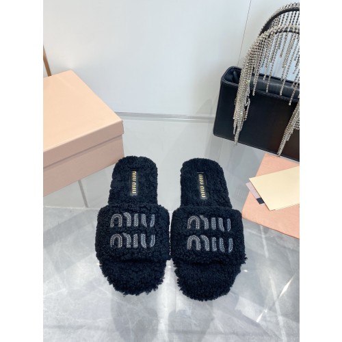 미우미우 울 슬리퍼