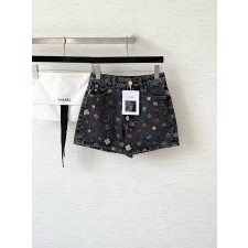 샤넬 프린트 와이드 레그 반바지