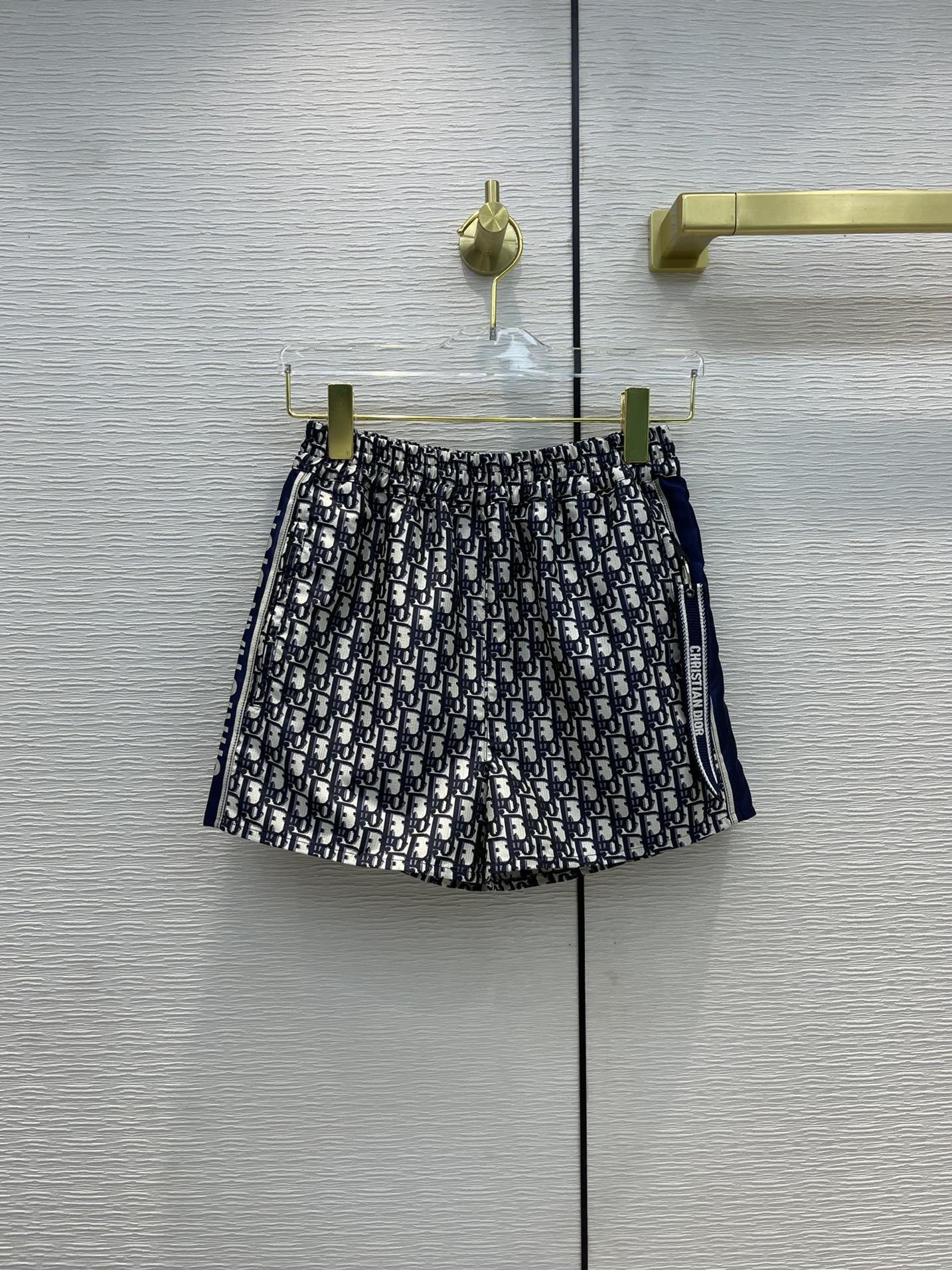 디올 쇼츠 블루 테크니컬 태피터 자카드 오블리크 모티프