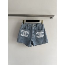 샤넬 로고 데님 쇼츠