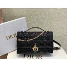 디올 my dior 탑 핸들백 블랙 페이던트