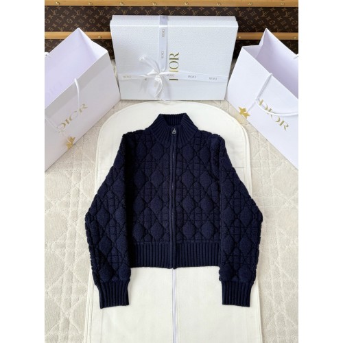 디올 까나쥬 울 니트 지퍼 재킷