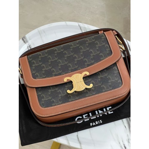 셀린느 트리옹프 숄더백 미듐 탄