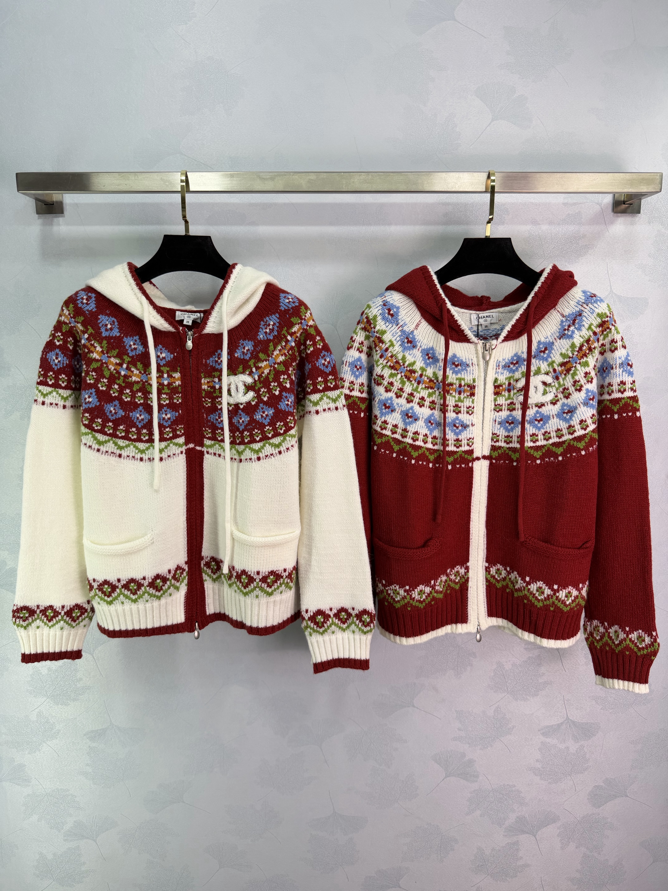 샤넬 노르딕 패턴 후드집업