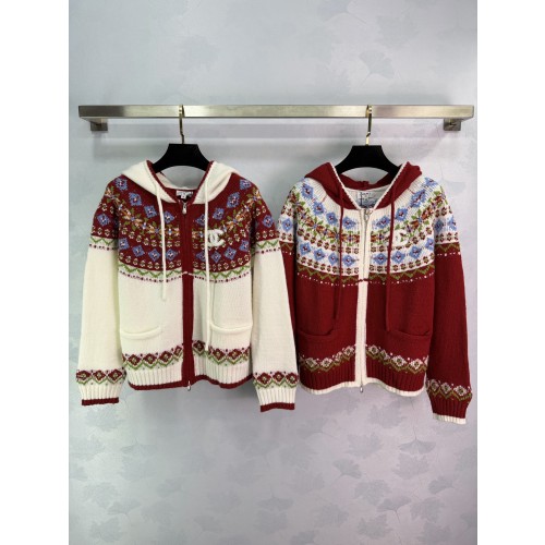 샤넬 노르딕 패턴 후드집업