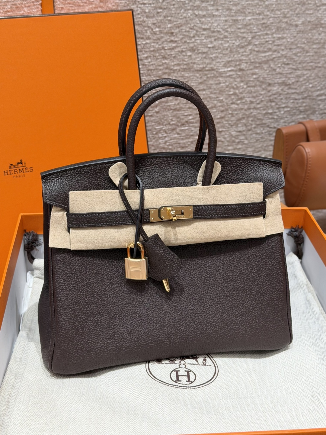 에르메스 버킨백 25 토고 금장 컬러: 47/Chocolate