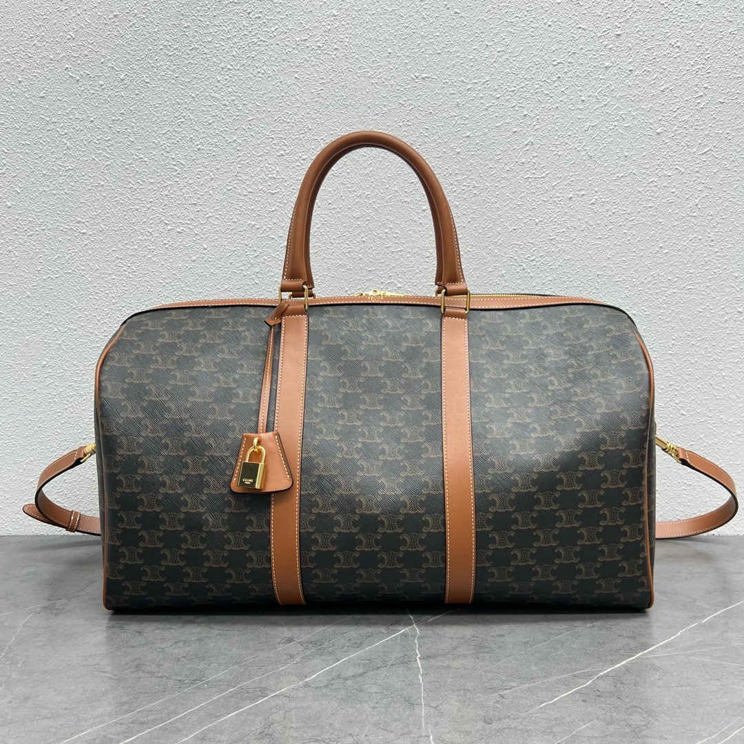 셀린느 라지 트레블 백 트리옹프 캔버스 & 카프스킨 탠