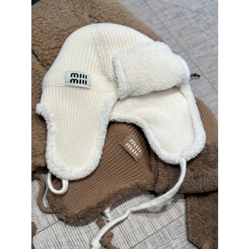 미우미우 울 캐시미어 시어링 트래퍼 햇