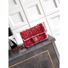 샤넬 클래식 미니 플랩 백 레드 트위드