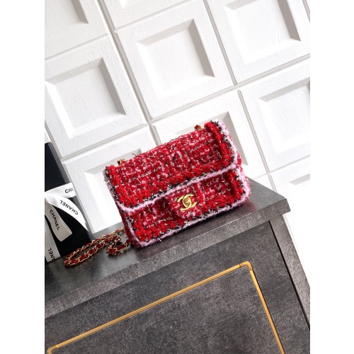 샤넬 클래식 미니 플랩 백 레드 트위드