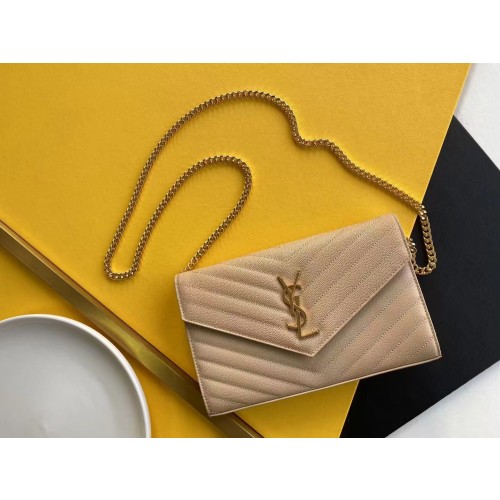 생로랑 파리 모노그램 마틀라세 체인 숄더백 금장 다크 베이지 377828