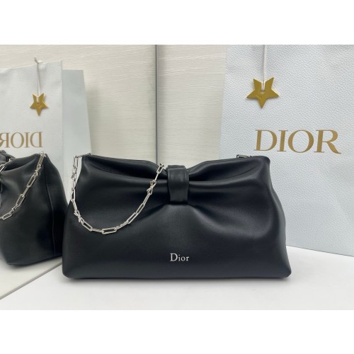 디올 보우 백 미디엄 램스킨