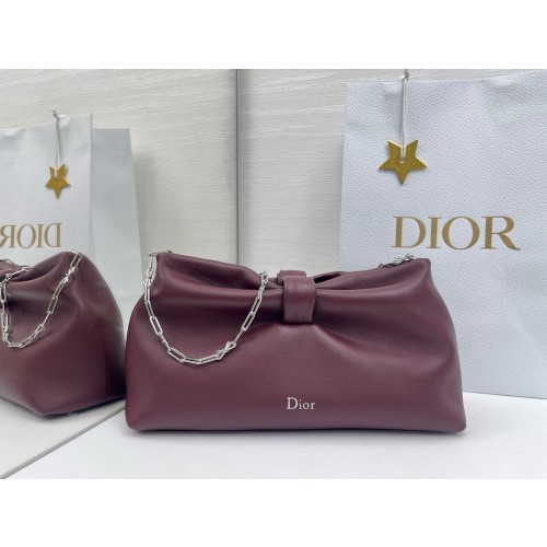 디올 보우 백 미디엄 램스킨