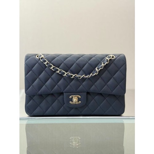 샤넬 클래식 미디움 캐비어 네이비 샴페인골드