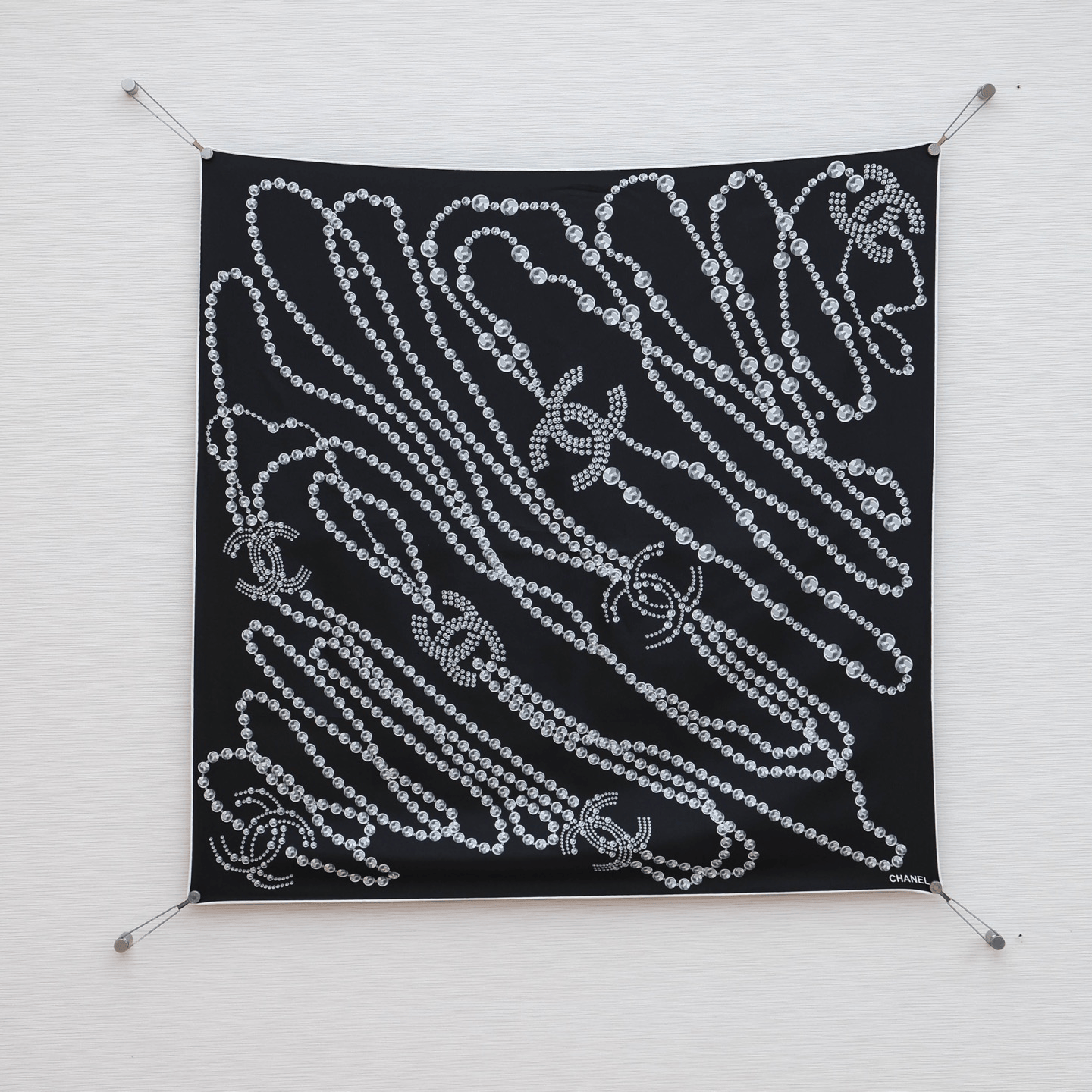 샤넬 90x90cm 100%실크 스카프