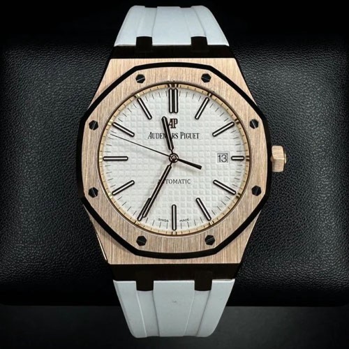 오데마 피게 로얄 오크 로즈 골드 화이트 다이얼 워치 VVIP등급