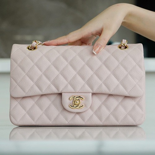 샤넬 클래식 미디움 캐비어 연핑크