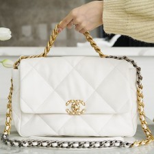 샤넬 19 라지 램스킨 금장