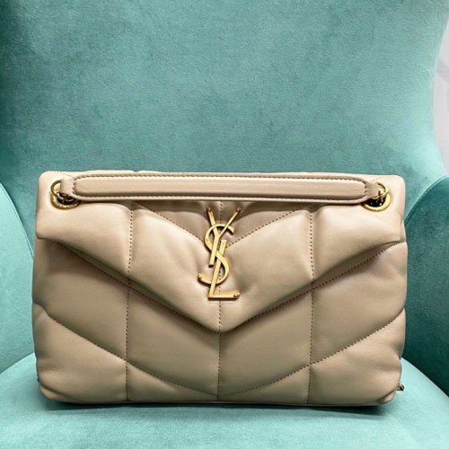 생로랑 루루 푸퍼 스몰 숄더백 금장 베이지 5774761