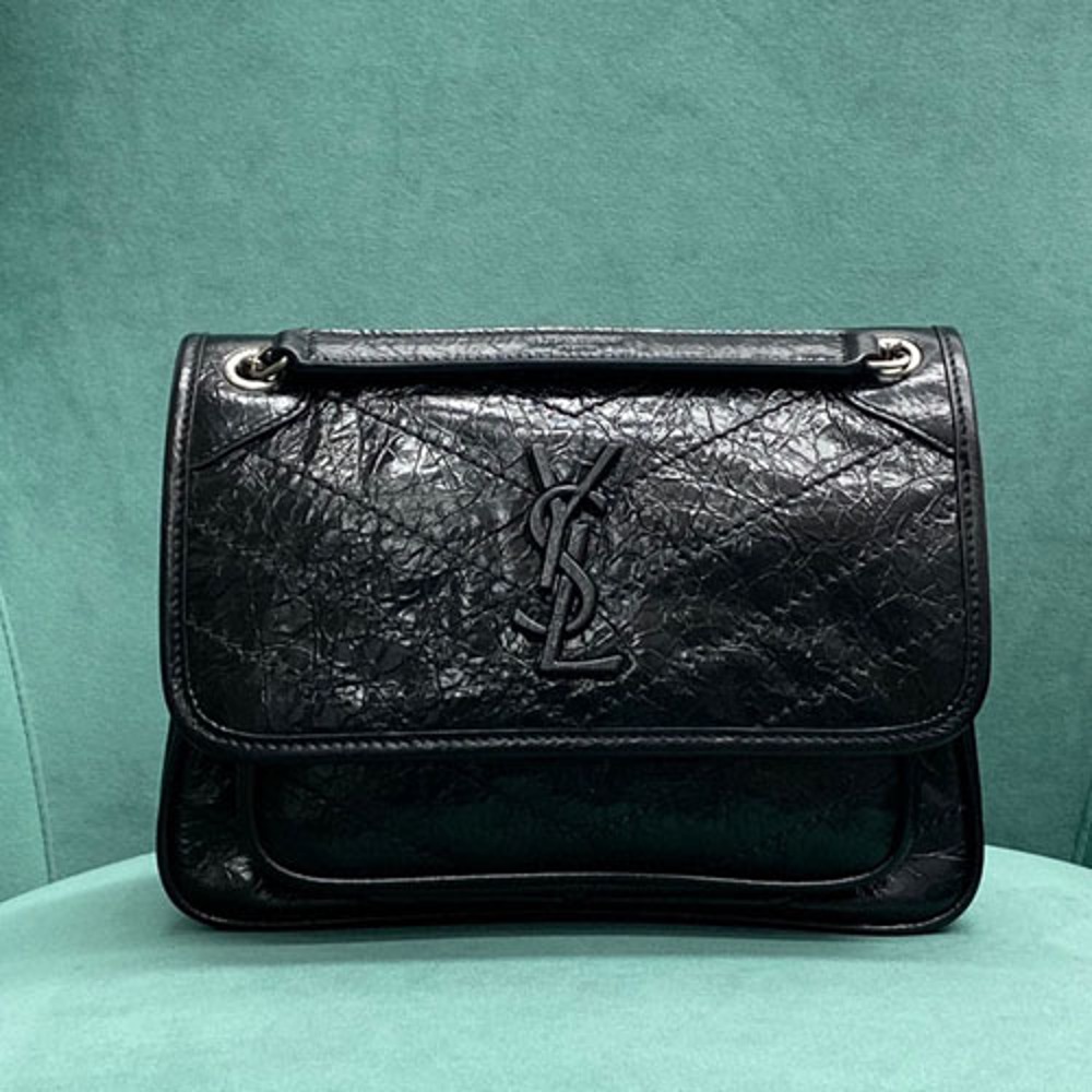 생로랑 니키 숄더백 스몰 블랙 빈티지실버 633160