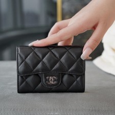 샤넬 클래식 체인 카드지갑 램스킨 은장